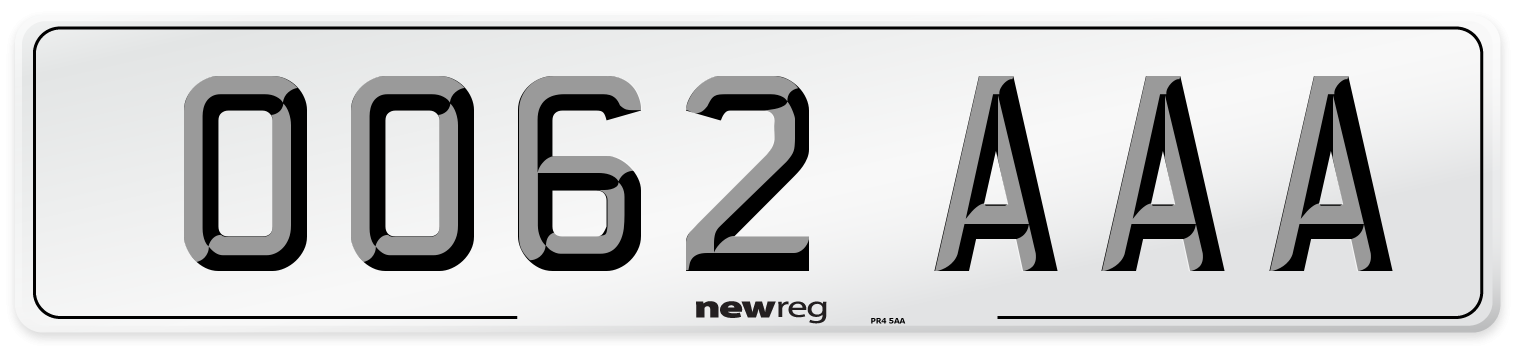 OO62 AAA Number Plate from New Reg